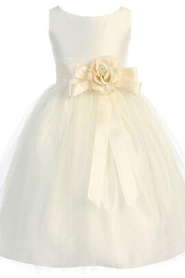 Robe cortège fille textile en tulle avec fleurs ligne a manche nulle