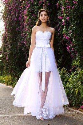 Robe de mariée longue de sirène decoration en fleur avec sans manches avec zip