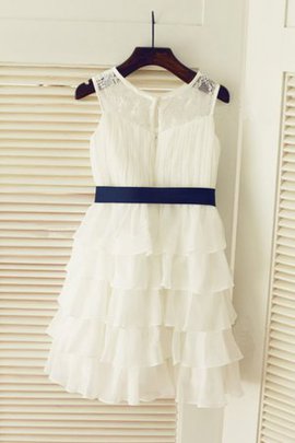 Robe cortège fille en chiffon avec zip col u profond ligne a de princesse