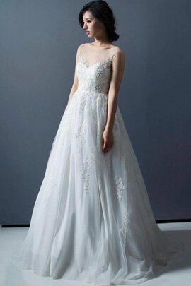 Robe de mariée naturel de traîne moyenne jusqu'au sol manche nulle ligne a