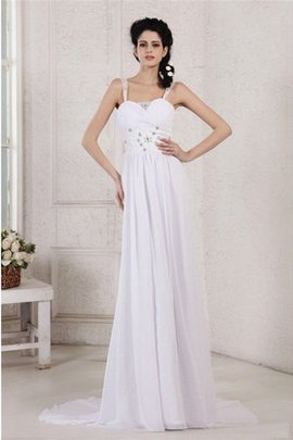 Robe de mariée longue avec chiffon avec sans manches avec lacets au drapée