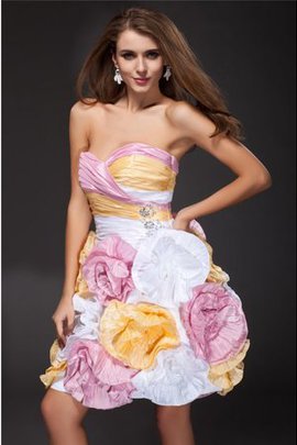 Robe de cocktail de princesse avec fleurs ligne a de lotus col en forme de cœur