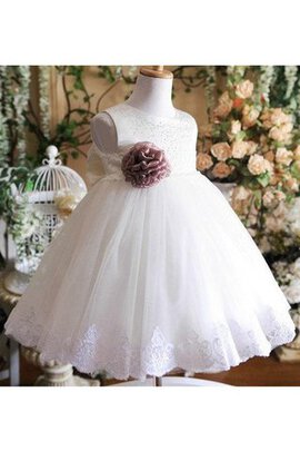 Robe cortège fille avec perle de tour de ceinture empire appliques avec fleurs a-ligne