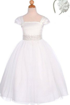 Robe cortège fille pailleté ligne a avec manche courte en tulle fermeutre eclair