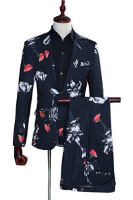 Noir hommes hommes costume décontracté blazer pantalon costume homme discothèque