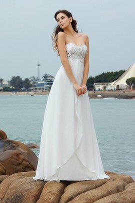 Robe de mariée en plage de princesse manche nulle a-ligne longueur au ras du sol