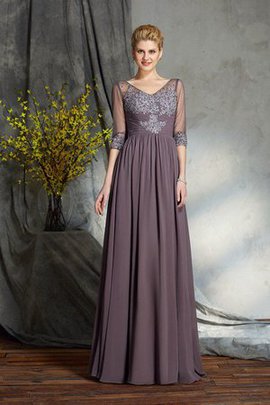 Robe mère de mariée en chiffon de princesse avec zip avec sans manches a-ligne