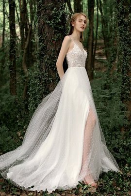 Robe de mariée textile en tulle de traîne courte avec zip enchanteur charmeuse