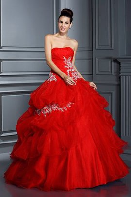 Robe de quinceanera longue decoration en fleur en organza cordon de bustier