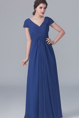 Robe demoiselle d'honneur plissage longue de col en v avec sans manches ligne a