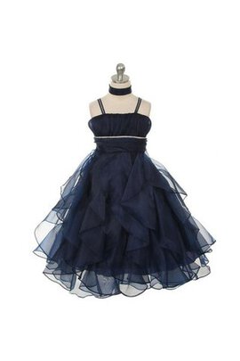 Robe cortège fille longue plissage de lotus en organza avec perle