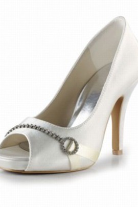 Bien avec haut en satin nuptiale tête de poisson chaussures