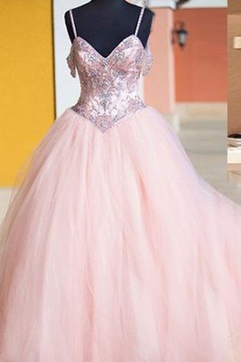 Robe de quinceanera naturel avec lacets avec cristal de mode de bal manche nulle