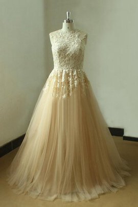 Robe de mariée naturel plissage fermeutre eclair manche nulle avec décoration dentelle