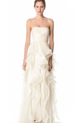 Robe de mariée plissage longueur au ras du sol en organza de bustier avec sans manches