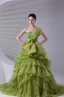 Robe de quinceanera de bustier avec nœud de mode de bal ligne a avec gradins