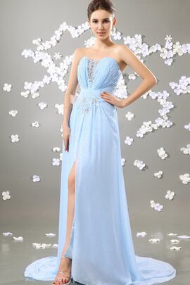 Robe de soirée en chiffon avec perle de col en cœur fendu latérale