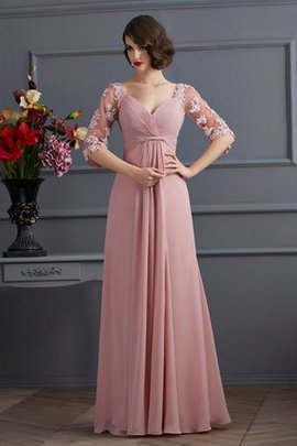 Robe de soirée longue a-ligne avec chiffon appliques col en forme de cœur