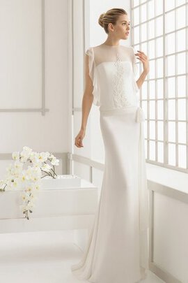 Robe de mariée longueur au ras du sol de traîne courte avec nœud avec chiffon en chute