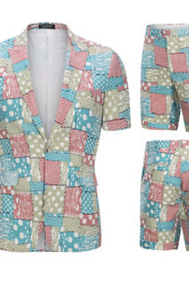 Blazers hommes hommes costumes 2 pièces vacances imprimé costume