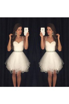 Robe de mariée facile avec perle en organza fermeutre eclair col en forme de cœur