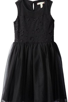 Robe cortège fille decoration en fleur avec sans manches encolure ronde trou serre ligne a