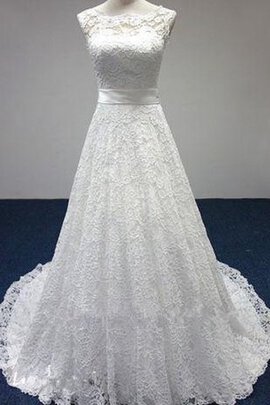 Robe de mariée intemporel broder col en bateau ligne a manche nulle