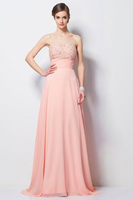 Robe de soirée de col en cœur avec chiffon de princesse manche nulle a-ligne