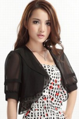 Mousseline de soie noire Chic | Moderne Ruffle Bolero