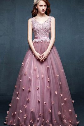 Robe de bal classique textile en tulle avec fleurs longueur au ras du sol avec lacets