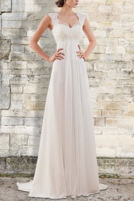 Robe de mariée avec chiffon d'empire avec sans manches éblouissant naturel