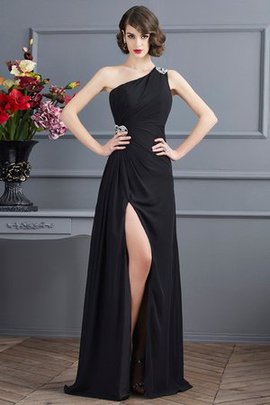 Robe de bal collant jusqu'au sol avec chiffon avec perle manche nulle