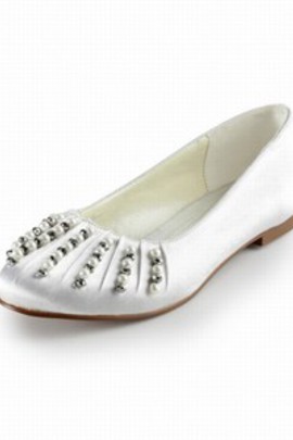 Plat chaussures en satin de mariée racine ronde