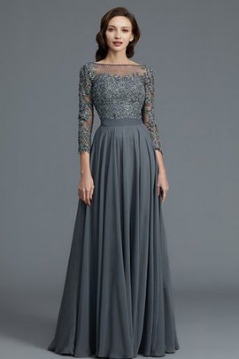 Robe mère de mariée a-ligne en 3/4 manche de princesse en chiffon de col bateau