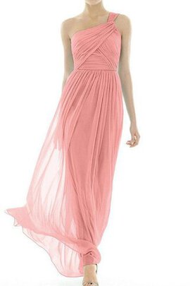 Robe demoiselle d'honneur gaine ruché d'épaule asymétrique avec chiffon jusqu'au sol