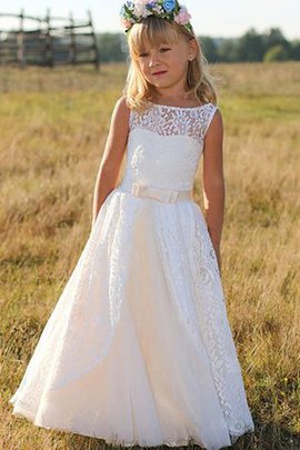 Robe cortège fille absorbant avec ruban avec fleurs longueur au ras du sol a-ligne