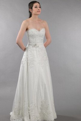 Robe de mariée plissé a-ligne en dentelle de bustier ruché