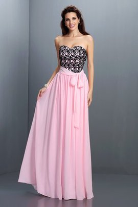 Robe de soirée longue manche nulle en chiffon avec décoration dentelle ligne a