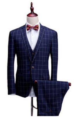Marque costumes décontracté smoking skinny plaid de luxe hommes