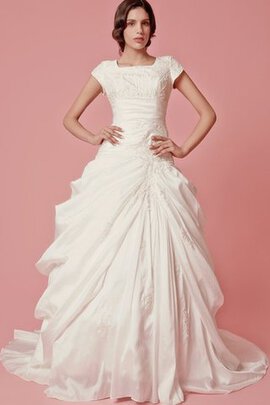 Robe de mariée avec manche courte de traîne courte pendant fermeutre eclair ligne a