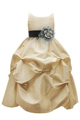 Robe cortège fille fermeutre eclair de mode de bal ligne a avec fleurs textile taffetas