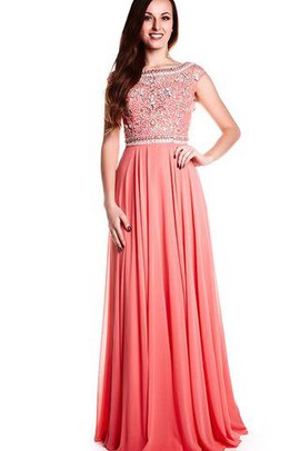 Robe de bal delicat col en bateau en chiffon de traîne courte noeud