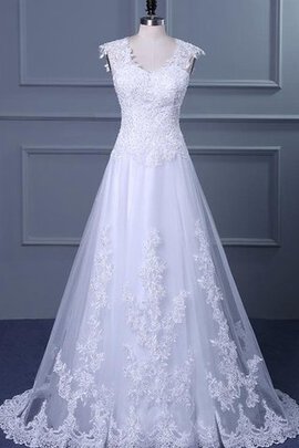 Robe de mariée elégant intemporel facile avec manche courte d'epaule ajourée