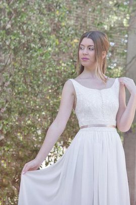 Robe de mariée naturel plissage fermeutre eclair a-ligne longueur au ras du sol