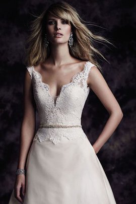 Robe de mariée plissage longue textile taffetas en tout plein air ceinture avec perle