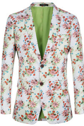 La taille européenne imprimé hommes de fête veste hommes blazer floral costume