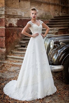 Robe de mariée longue elégant cordon v encolure ligne a