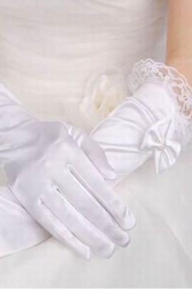 Taffetas Avec application Blanc Chic | Gants de mariée modernes