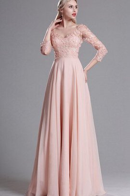 Robe de bal delicat jusqu'au sol avec manche 3/4 en chiffon de tour de ceinture empire