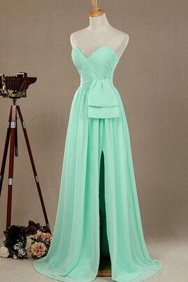 Robe demoiselle d'honneur ouverture frontale avec chiffon de col en cœur a-ligne ruché